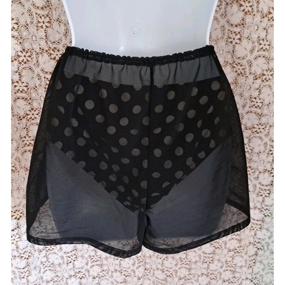Kate Spade Bikini Bottom M Polka Dot Black/Off White w/Unbranded Blk Mesh Shorts - Picture 9 of 12